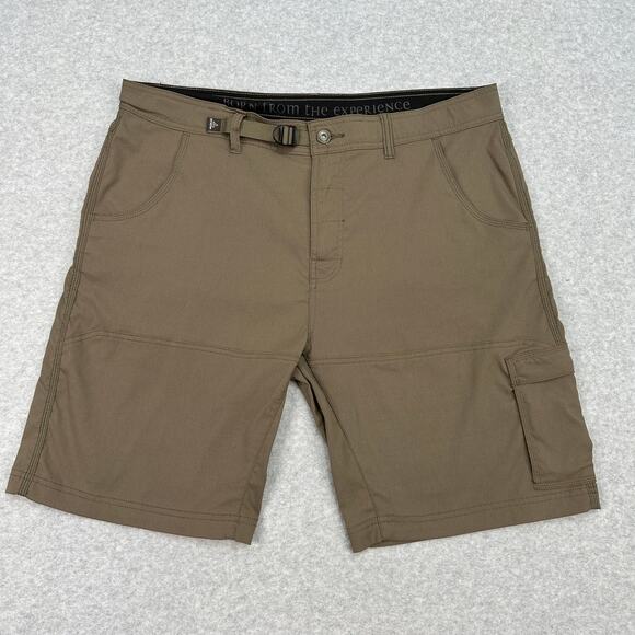 Prana Stretch Zion Cargo Short Mens 38x10 Brown Adjustable Waist UPF 50+ Hiking - Picture 4 of 11